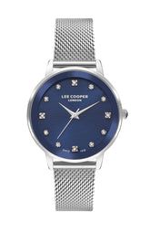 Lee Cooper Women's Watch Analog, Blue Dial Silver Mesh Band, LC07875.390